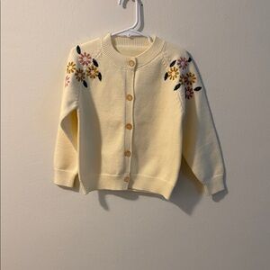 Source Unknown Cream Cardigan with Embroidered Floral Shoulders
